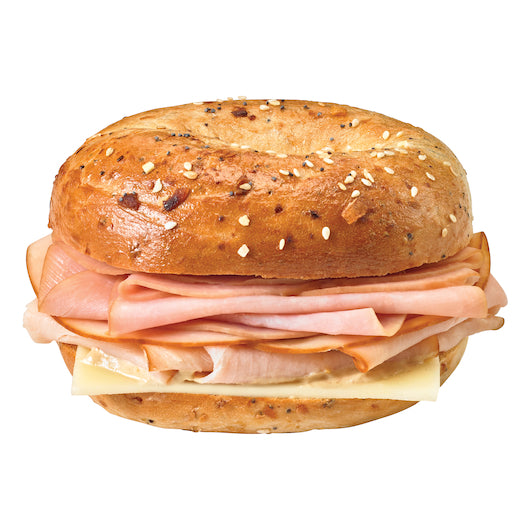 Deli Express Market Individually Wrapped Everything Bagel, Ham, Turkey, Swiss Cheese, and Garlic Dijohn Aioli Sandwich - DOT product image 2