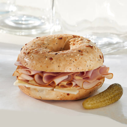 Deli Express Market Individually Wrapped Everything Bagel, Ham, Turkey, Swiss Cheese, and Garlic Dijohn Aioli Sandwich - DOT product image 8