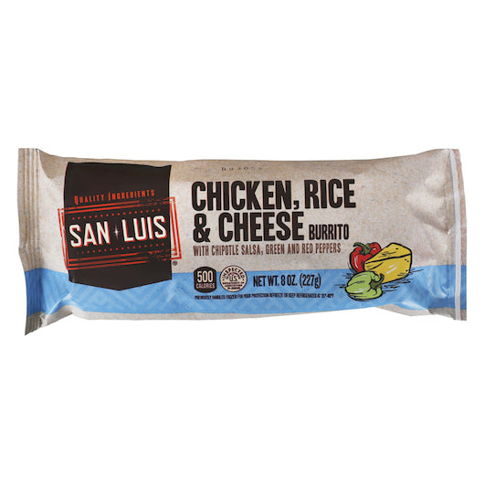 San Luis Chicken Rice & Cheese Burrito, 10 x 8 oz Case - Prepared Foods