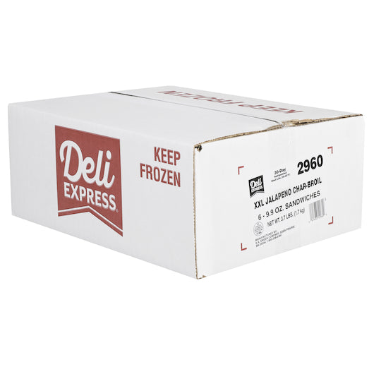 Deli Express Individually Wrapped XX Large Jalapeno Charbroil Cheeseburger, 6 x 9.2 oz Case - DOT product image 3