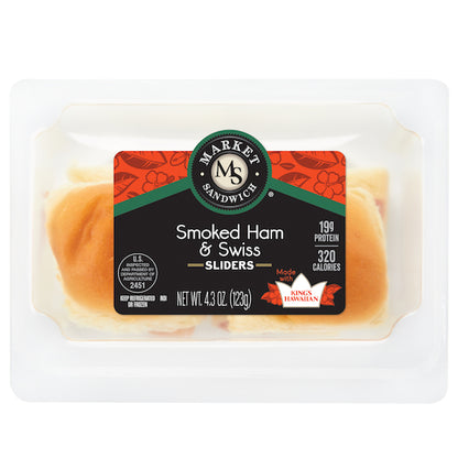Deli Express Smoked Individually Wrapped Smoked Ham And Swiss Sliders, 8 x 4.3 oz Case - Prepared Foods