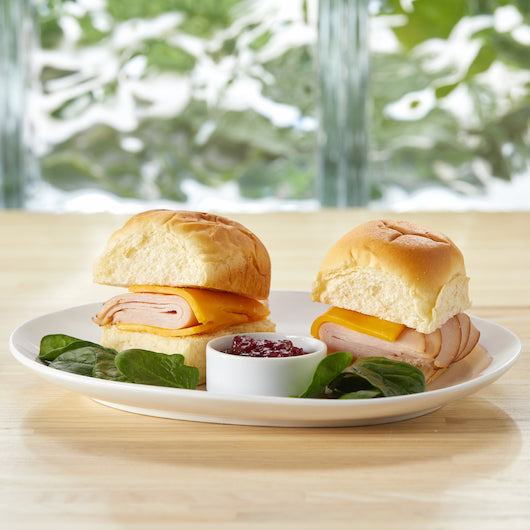 Deli Express Smoked Individually Wrapped Smoked White Turkey And Cheddar Sliders, 8 x 4.3 oz Case - DOT product image 7