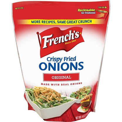 French's Crispy Fried Onions Salad Topping Bag, 6 x 24 oz Case - Croutons & Salad Toppings