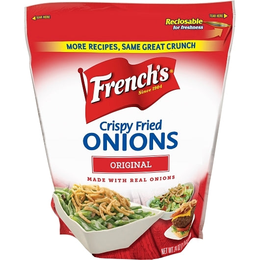 French's Crispy Fried Onions Salad Topping Bag, 6 x 24 oz Case - Croutons & Salad Toppings