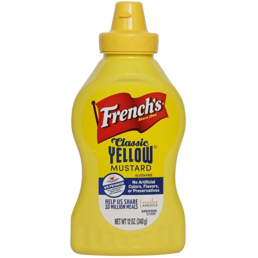 Mustard Frenchs Yellow Squeeze Mustard Bottle, 12 x 12 oz Case - Condiments & Sauces