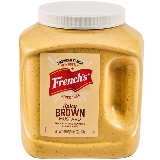 Frenchs Bold n 100% Natural Spicy Brown Mustard Bulk, 4 x 105 oz Case - Condiments & Sauces
