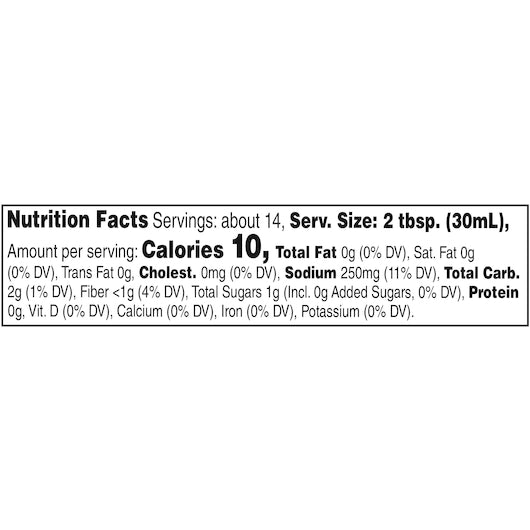 Pace MEDIUM PICANTE SAUCE, 12 x 16 oz Case - Nutrition facts label