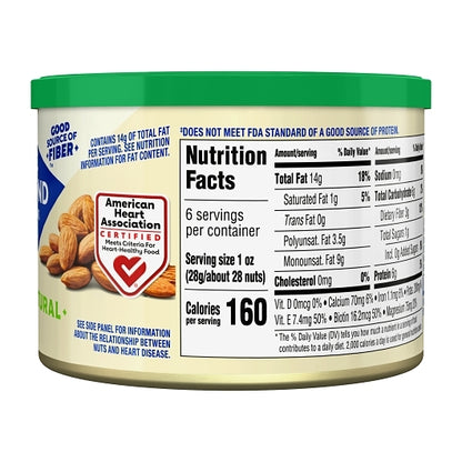 Blue Diamond Almonds Whole Natural, 12 x 6 oz Case - Alternate product angle or state