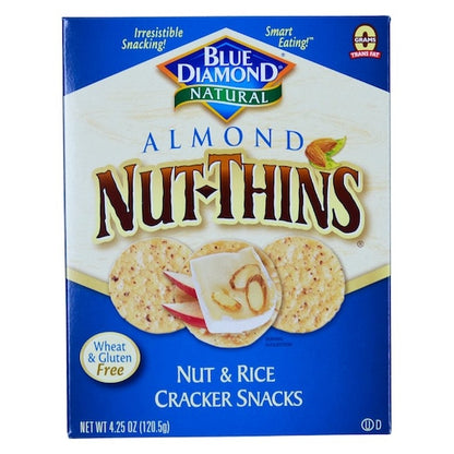 Blue Diamond Crackers Almond Nut Thins, 12 x 4.25 oz Case - Crackers & Grahams