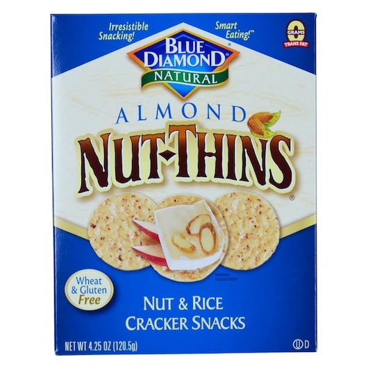 Blue Diamond Crackers Almond Nut Thins, 12 x 4.25 oz Case - Crackers & Grahams