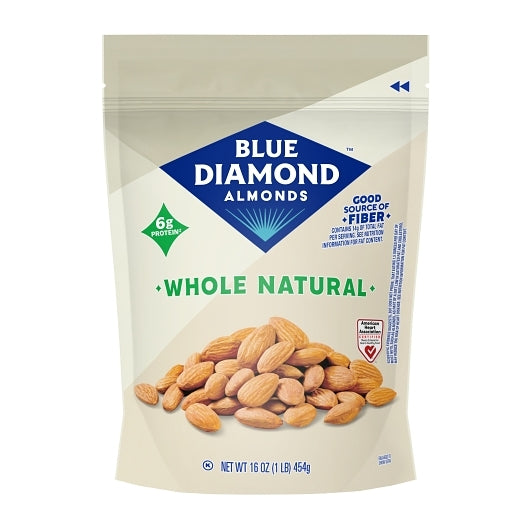 Blue Diamond Almonds Whole Natural, 6 x 16 oz Case - Alternate product angle or state