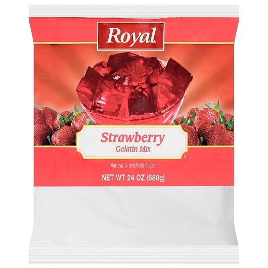 Royal Strawberry Flavored Gelatin Mix, 12 x 24 oz Case - Bakery & Desserts