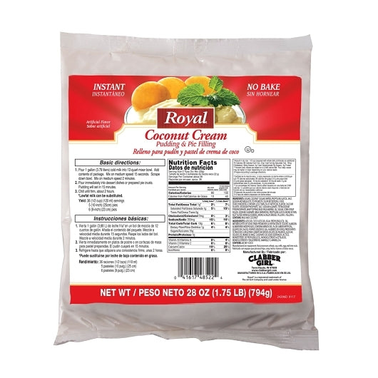 Royal Coconut Creme Flavored Instant Pudding Mix & Pie Filling, 12 x 28 oz Case - Bakery & Desserts