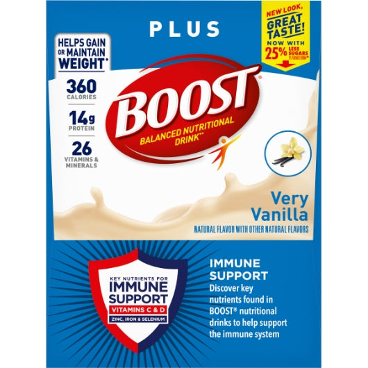 Boost Plus Vanilla Nutritional Beverage, 4 x 6 x 8 fl oz Case - Alternate product angle or state