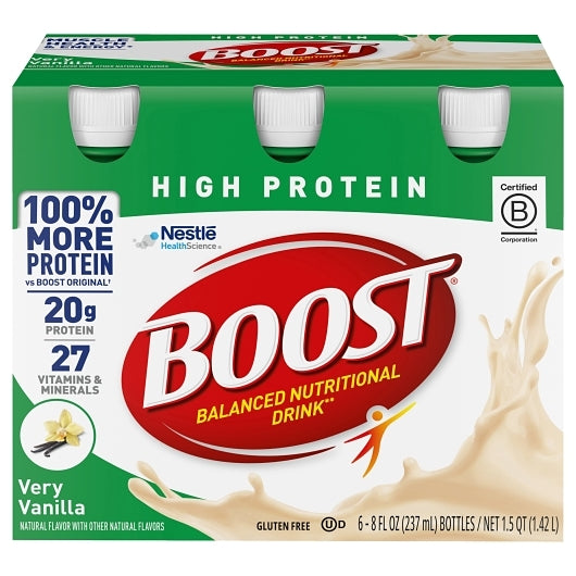 Boost High Protein Vanilla Nutritional Beverage, 4 x 6 x 8 fl oz Case - Health & Personal Care