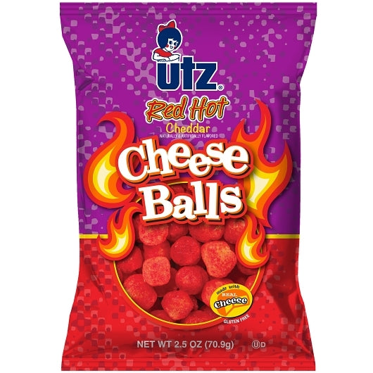 UTZ Red Hot Cheese Balls, 5 x 2.5 oz Case - Snacks