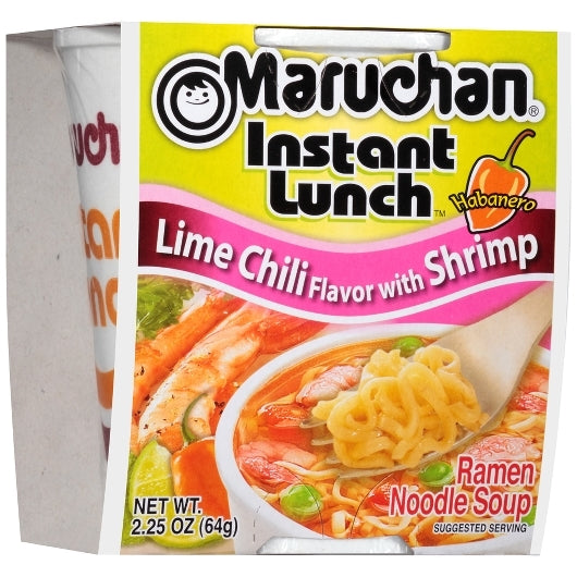 Maruchan Habanero Lime Chili Shrimp Flavored Ramen Noodle Soup, 12 x 2.25 oz Case - Alternate product angle or state