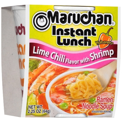 Maruchan Habanero Lime Chili Shrimp Flavored Ramen Noodle Soup, 12 x 2.25 oz Case - Alternate product angle or state