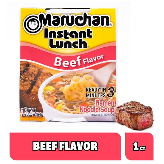 Maruchan Beef Flavored Ramen Noodle Soup, 12 x 2.25 oz Case - Prepared Foods