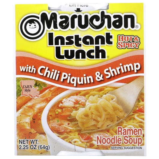 Maruchan Hot & Spicy With Chili Piquin & Shrimp Flavored Ramen Noodle Soup, 12 x 2.25 oz Case - Prepared Foods