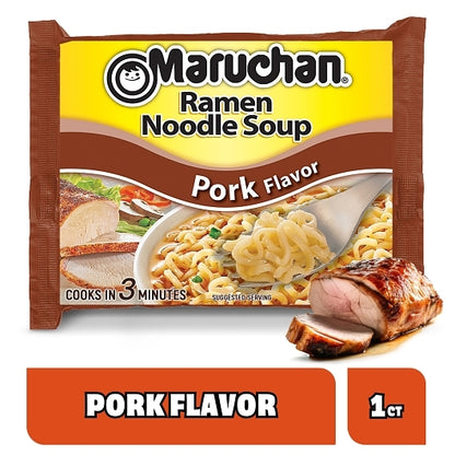 Maruchan Pork Flavored Ramen Noodle Soup, 24 x 3 oz Case - Prepared Foods