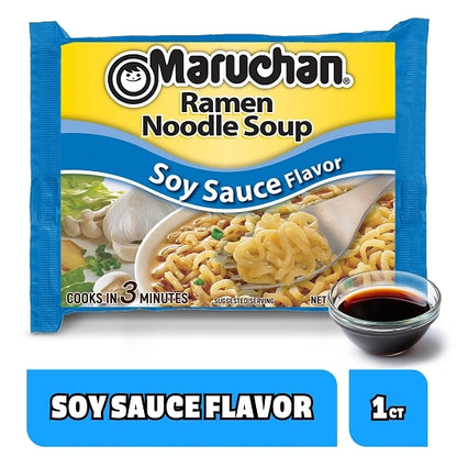 Maruchan Soy Sauce Flavored Ramen Noodle Soup, 24 x 3 oz Case - Prepared Foods