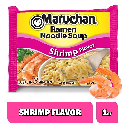 Maruchan Shrimp Flavored Ramen Noodle Soup, 24 x 3 oz Case - Prepared Foods