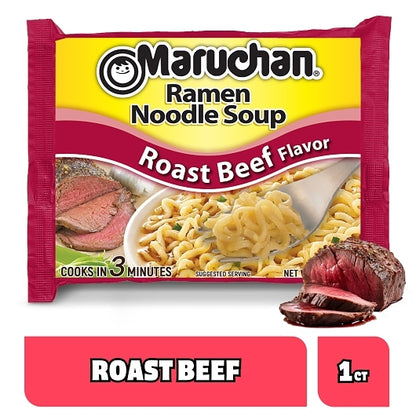 Maruchan Roast Beef Flavored Ramen Noodle Soup, 24 x 3 oz Case - Prepared Foods