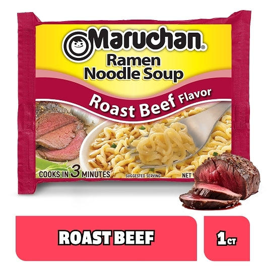 Maruchan Roast Beef Flavored Ramen Noodle Soup, 24 x 3 oz Case - Prepared Foods
