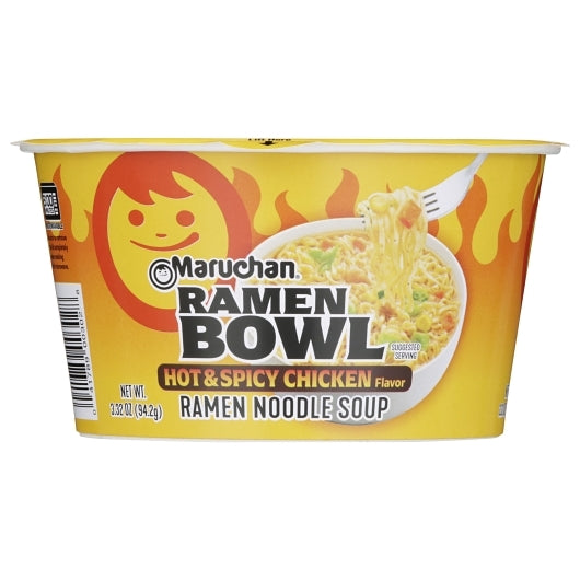 Maruchan Hot & Spicy Chicken Flavor Ramen Noodle Soup, 6 x 3.32 oz Case - DOT product image 2