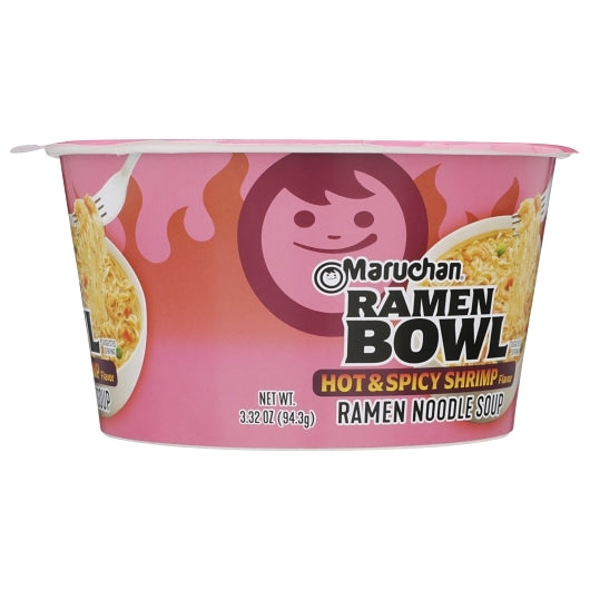 Maruchan Hot & Spicy Shrimp Flavor Ramen Noodle Soup, 6 x 3.32 oz Case - DOT product image 6