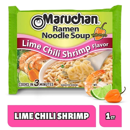 Maruchan Habanero Lime Chili Shrimp Flavored Ramen Noodle Soup, 24 x 3 oz Case - Prepared Foods