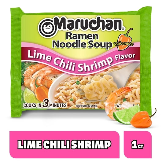 Maruchan Habanero Lime Chili Shrimp Flavored Ramen Noodle Soup, 24 x 3 oz Case - Prepared Foods