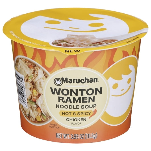 Maruchan Wonton Ramen - Spicy Chicken Flavor, 6 x 3.93 oz Case - Prepared Foods
