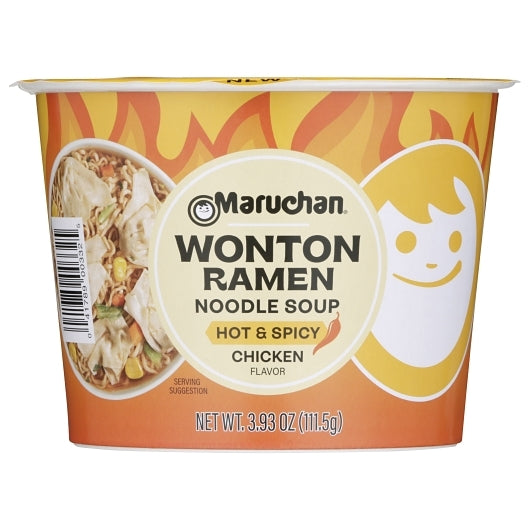 Maruchan Wonton Ramen - Spicy Chicken Flavor, 6 x 3.93 oz Case - Prepared Foods - image 2