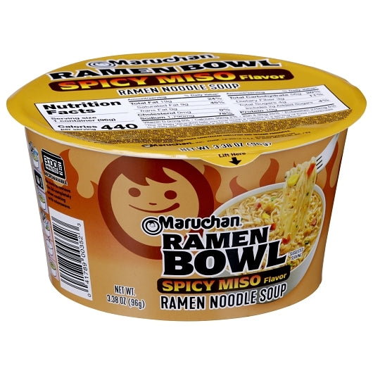 Maruchan Miso Chicken Flavored Spicy Miso Ramen Noodle Soup, 6 x 3.38 oz Case - DOT product image 3