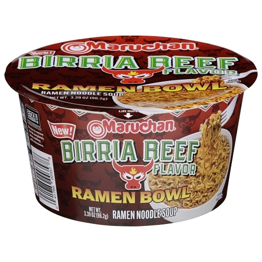 Maruchan Birria Beef Ramen Bowl, 6 x 3.39 oz Case - Prepared Foods