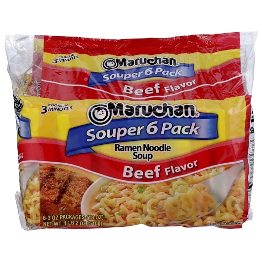 Maruchan Beef Flavored Ramen Noodle Soup, 4 x 18 oz Case - Prepared Foods