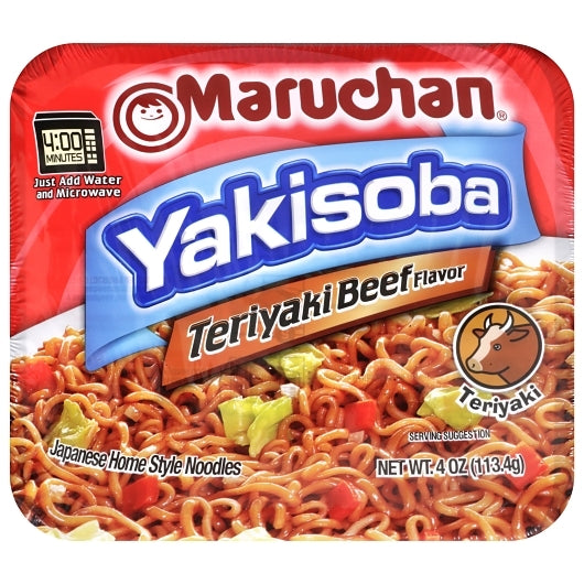 Maruchan Teriyaki Beef Flavored Home Style Japanese Noodles, 8 x 4 oz Case - Prepared Foods