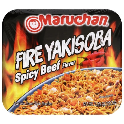 Maruchan Yakisoba Fire Flaming Beef, 8 x 3.99 oz Case - Prepared Foods
