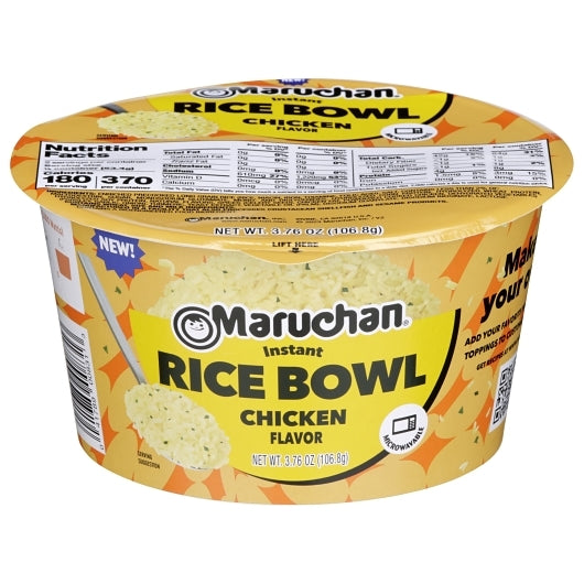 Maruchan Instant Rice Bowl - Chicken Flavor, 6 x 3.76 oz Case - Plates Bowls