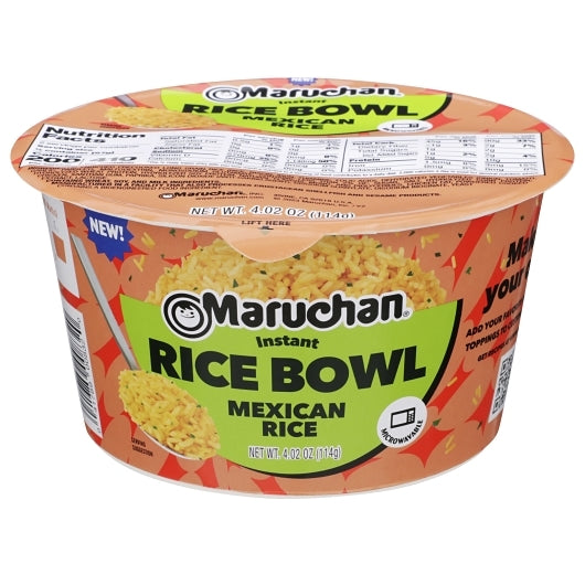 Maruchan Instant Rice Bowl - Mexican Rice, 6 x 4.02 oz Case - Plates Bowls