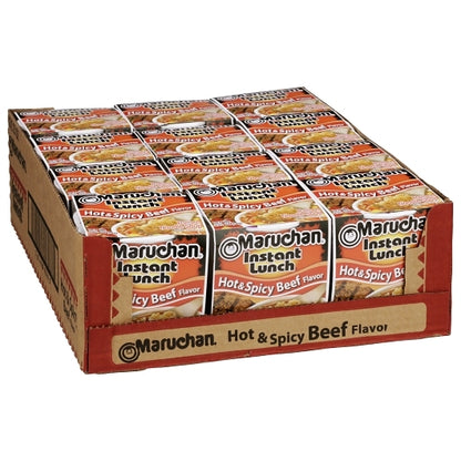 Maruchan Hot & Spicy Beef Flavored Ramen Noodle Soup, 12 x 2.25 oz Case - Prepared Foods