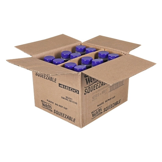 Welchs Reduced Sugar Concord Grape Jelly Squeeze, 12 x 17.1 oz Case - GS1 open-case image