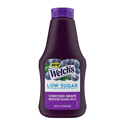 Welchs Reduced Sugar Concord Grape Jelly Squeeze, 12 x 17.1 oz Case - Front/center packaged product image