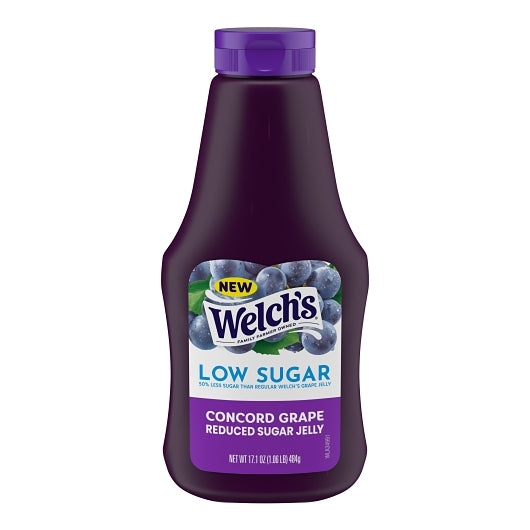Welchs Reduced Sugar Concord Grape Jelly Squeeze, 12 x 17.1 oz Case - Front/center packaged product image