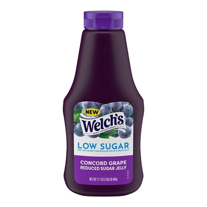 Welchs Reduced Sugar Concord Grape Jelly Squeeze, 12 x 17.1 oz Case - Front/center packaged product image