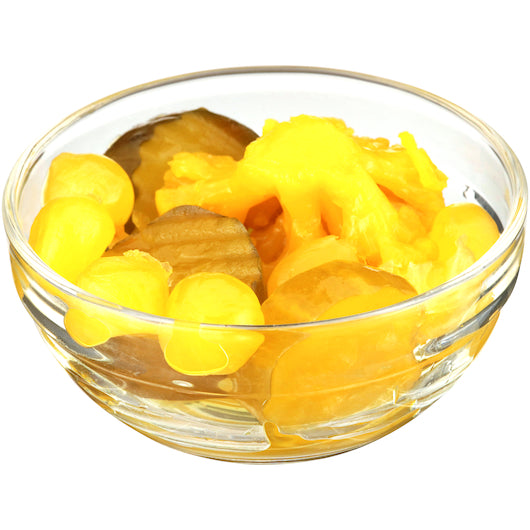 Bay Valley Sweet 232-280 Cut 1/2 Crinkle Mixed Pickle Chip Bulk, 4 x 1 GA Case - GS1 styled product image