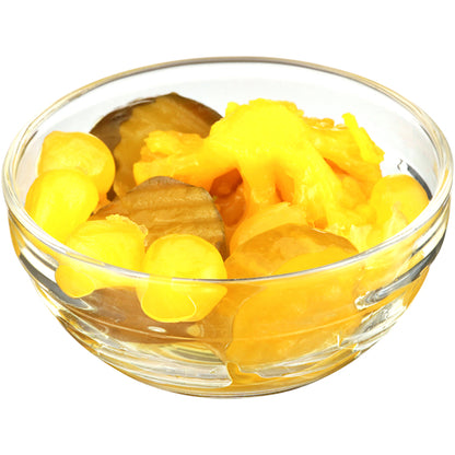 Bay Valley Sweet 232-280 Cut 1/2 Crinkle Mixed Pickle Chip Bulk, 4 x 1 GA Case - GS1 styled product image