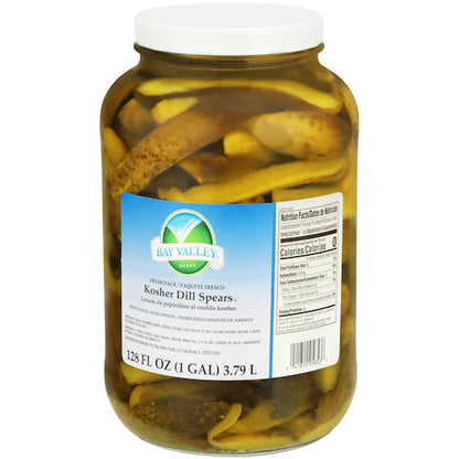 Bay Valley Kosher 97-114 Count Fresh Pack Pickle Spear Bulk, 4 x 1 GA Case - Condiments & Sauces